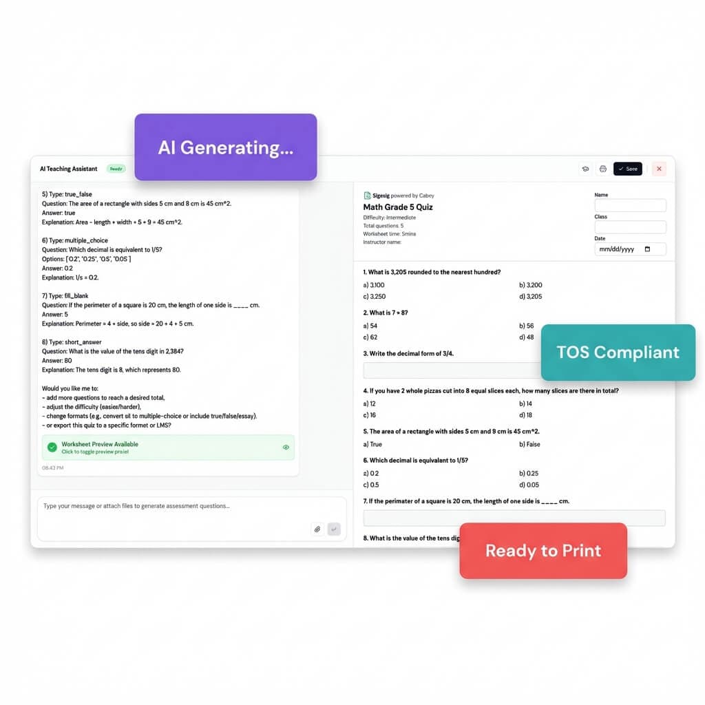 AI Quiz Generator with TOS Compliance